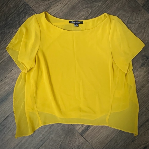 Yellow butterfly layered blouse small - Picture 1 of 16